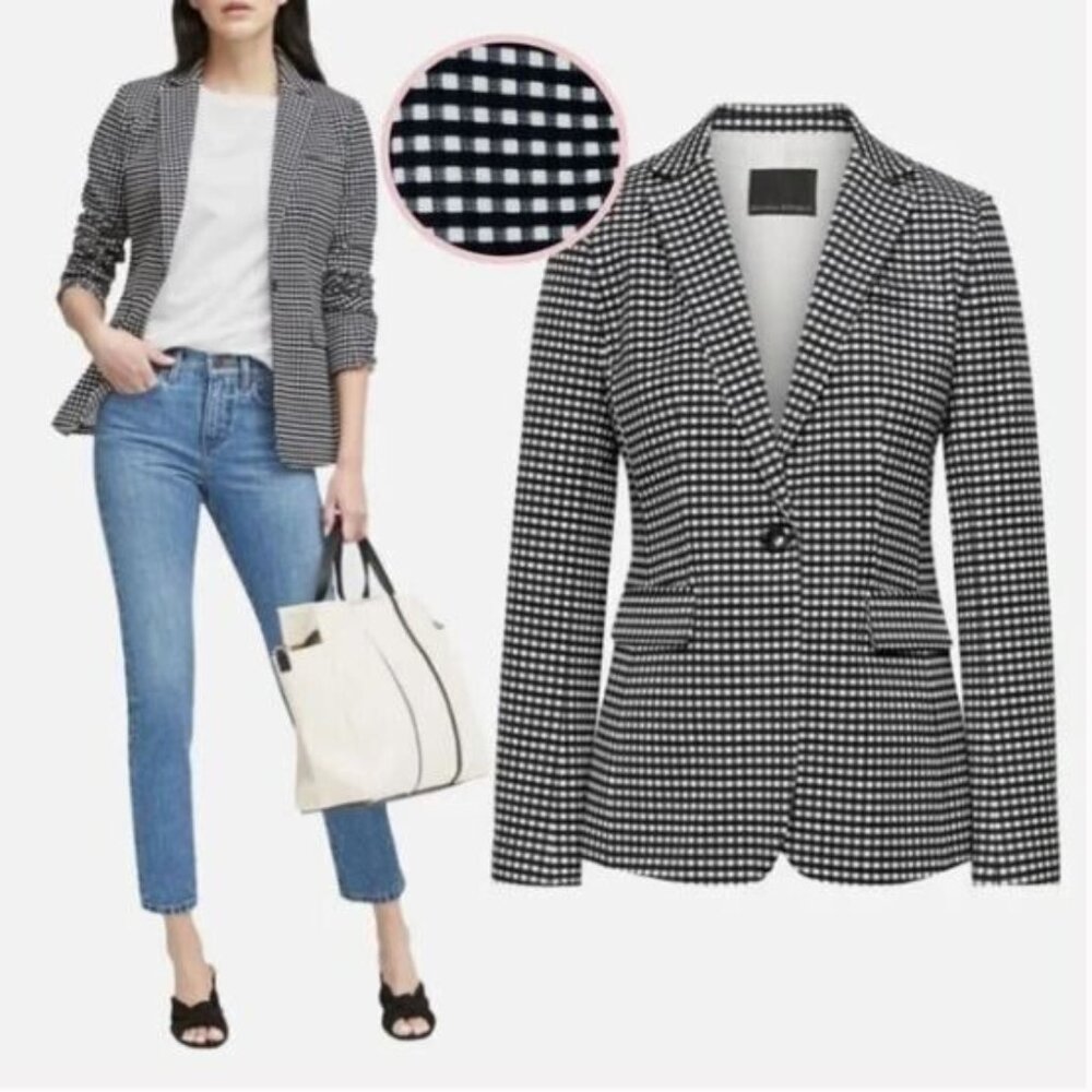 Banana Republic Black and White Checkered Blazer